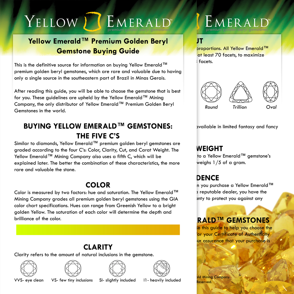 Yellow Emerald Information Card